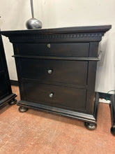 Load image into Gallery viewer, Pair of 3 Drawer St. James Collection Nightstands in Antiqued Black from Restoration Hardware
