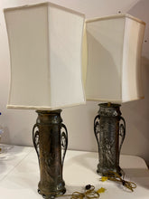 Load image into Gallery viewer, Pair of Silver Plated Art Nouveau Lamps
