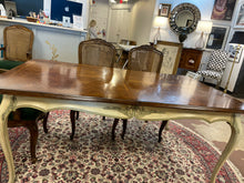 Load image into Gallery viewer, Vintage Two Tone Dining Table &amp; 6 Cane Back Chairs, Two 20&quot; Leaves &amp; Pads from White Furniture Co.
