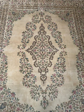 Load image into Gallery viewer, 100% Wool  Brown, Pink &amp; Blue Floral Area Rug
