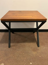 Load image into Gallery viewer, Plank Top End Table with Black Iron Base
