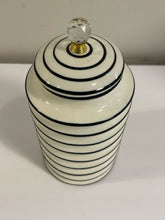 Load image into Gallery viewer, Tall Ceramic Striped Canister with Faceted Glass Finial
