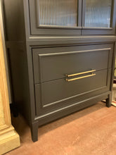 Load image into Gallery viewer, Two Door Frosted Glass Front Cabinet on Iron Stand from Arhaus
