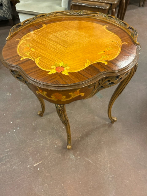 Ornate Inlaid Occasional Table