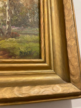 Load image into Gallery viewer, Landscape Painting with River &amp; Trees in Gold Frame
