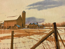 Load image into Gallery viewer, Screen Print on Fabric of Barn &amp; Silo in Winter by William Nelson
