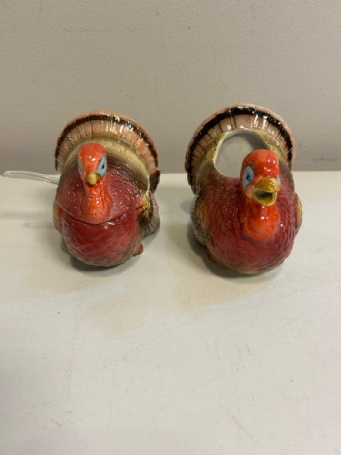 Ceramic Turkey Creamer & Sugar Bowl