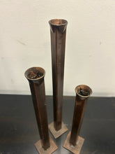 Load image into Gallery viewer, Trio of Copper Candleholders from Sawbridge
