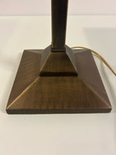 Load image into Gallery viewer, Pair of Tiffany Style Table Lamps with Mission Style Lamp Shades &amp; Bronze Base
