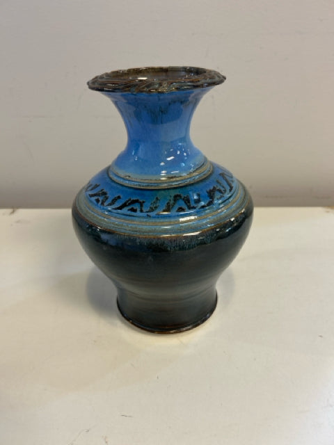 Blue Pottery Urn, signed