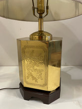 Load image into Gallery viewer, Chinoiserie Etched Brass Tea Canister Lamp
