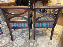 Load image into Gallery viewer, Pair of Regency Style Mahogany Arm Chairs with Striped Upholstery
