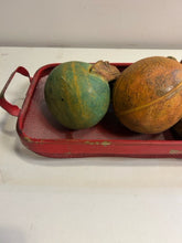 Load image into Gallery viewer, Red Metal Mesh Basket with 6 Large Ceramic Fruit

