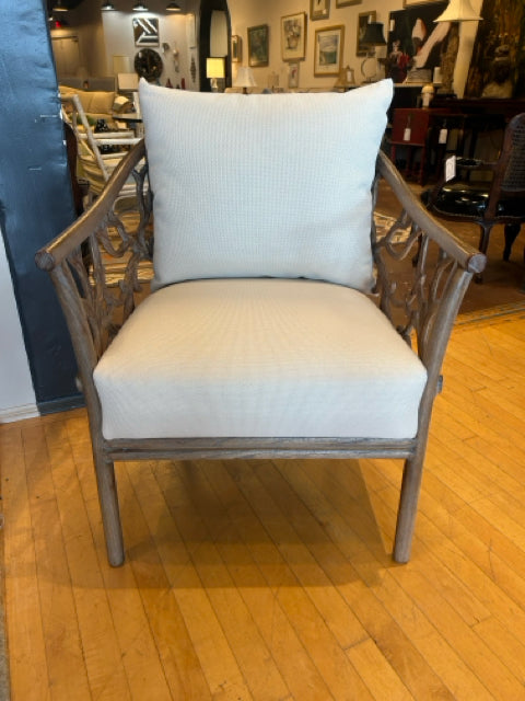 Bosco Armchair with Light Driftwood Finish & Linen Cushions