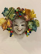 Load image into Gallery viewer, Ceramic Wall Art Floral Bacchus Face Mask made in Italy
