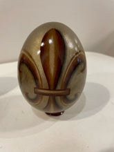 Load image into Gallery viewer, Set of 3 Wooden Fleur De Lis  Eggs with Stands
