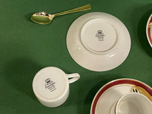 Load image into Gallery viewer, Prestige Cranberry &amp; Gold Rim Espresso Set from Crown Porcelain
