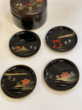 Load image into Gallery viewer, Set of 6 Japanese Black Coaster Set
