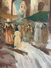 Load image into Gallery viewer, Vertical Vintage Oil of European Village Scene I, signed
