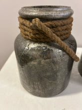 Load image into Gallery viewer, Two Frosted Glass Candle Lanterns with Rope Detailing
