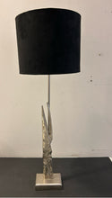 Load image into Gallery viewer, Silver Finished Metal Abstract Sculpture Lamp with Black Suede Shade
