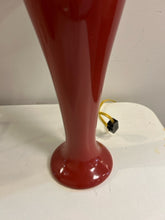 Load image into Gallery viewer, Dark Red Ceramic Lamp with  White Linen Drum Shade
