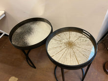 Load image into Gallery viewer, Round, Metal Nesting Tables with Removable Mirrored  Tray Tops from Arhaus
