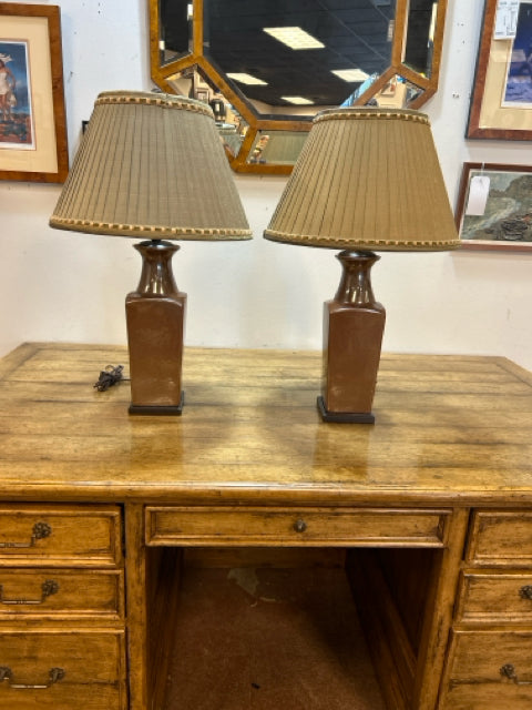 Pair of Table Lamps with  Silk Shades from Frederick Cooper