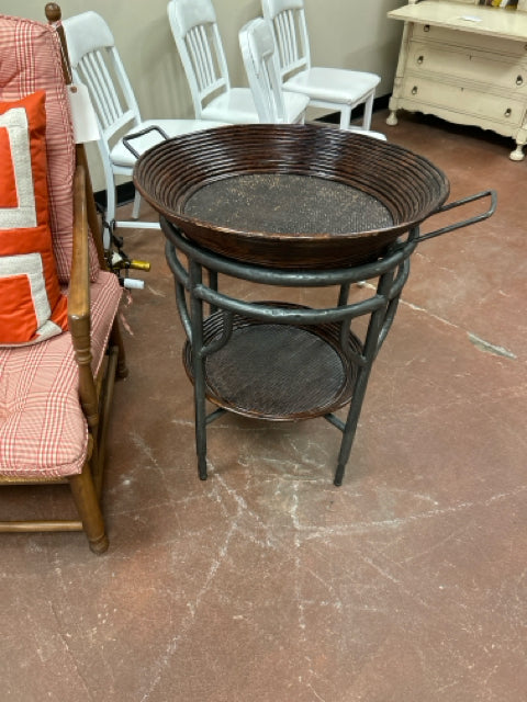Round Metal  End Table with Baskets (or can use glass top)