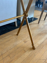 Load image into Gallery viewer, Hollywood Regency Glass Top Console Table with Brushed  Gold Metal Base from Holly Hunt
