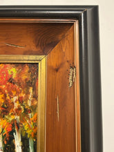 Load image into Gallery viewer, Large Framed Oil Painting of Autumn Scene, Birch Trees, signed
