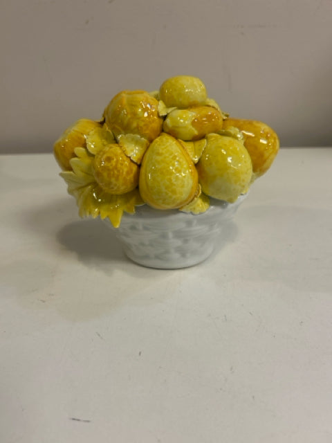 Porcelain  Fruits and Vegetables in White Basket