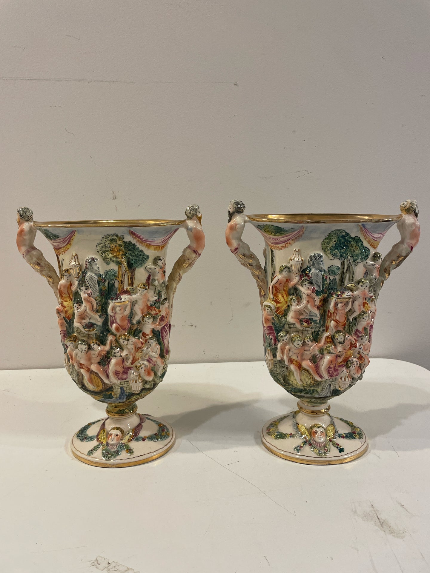 Pair of Vintage Capodimonte Vases