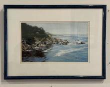 Load image into Gallery viewer, Blue Framed Pastel Custom Charcoal Drawing, &quot;BIG SUR&quot; by Lynn Miller, signed
