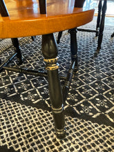 Load image into Gallery viewer, Rustic Wood Dining Table with 2 Black Arm Chairs and 4 Windsor Style Side Chairs
