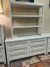 Load image into Gallery viewer, Six Drawer White Wicker Dresser with Laminate Top &amp;  Hutch from Henry Link
