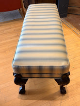 Load image into Gallery viewer, Silk Upholstered Claw Foot Bench with Nailhead Detailing
