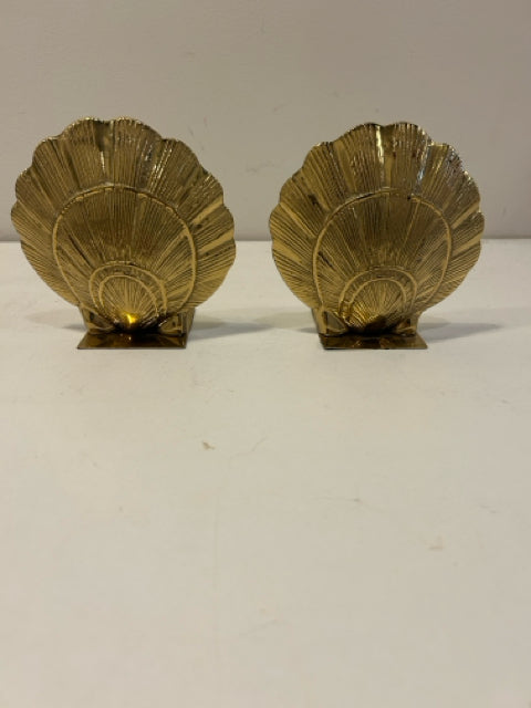 Vintage Brass Clam Shell Bookends