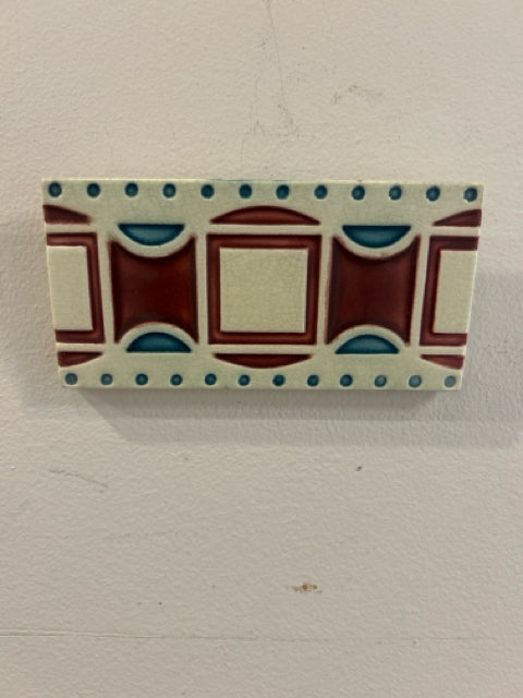 Small Cranberry & Turquoise Decorative Tile