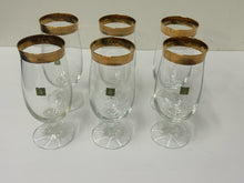 Load image into Gallery viewer, Six Vintage MCM Tulip Beer Glasses with Encrusted Gold Rim from WMF
