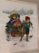 Load image into Gallery viewer, Framed Cross Stitch Winter Scene  III
