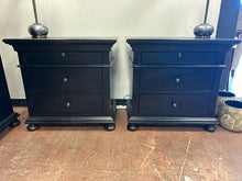 Load image into Gallery viewer, Pair of 3 Drawer St. James Collection Nightstands in Antiqued Black from Restoration Hardware
