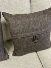 Load image into Gallery viewer, Pair of Brown Throw Pillows with  Decorative Button
