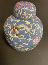 Load image into Gallery viewer, Floral Lidded Ginger Jar with Dragons
