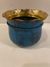 Load image into Gallery viewer, Brass &amp; Blue Cachepot
