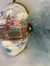 Load image into Gallery viewer, Hand Painted Venezia Mask with Blue Feathers made in Italy
