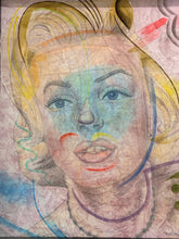 Load image into Gallery viewer, Hand Painted Infused Glass with  Pencil Drawing of Marilyn Monroe by Chicago Artist Walter Fydryck, signed
