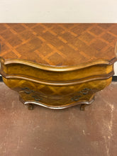 Load image into Gallery viewer, Petite Vintage Italian Bombe Two Drawer Parquet Top Chest of Drawers
