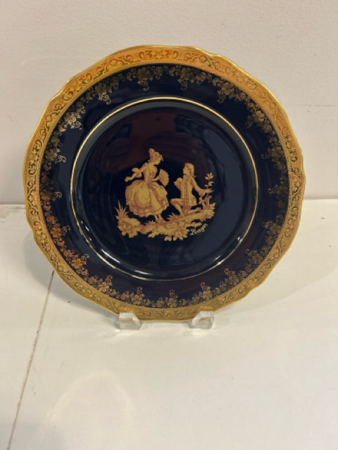 Le Reine Limoges Cobalt Blue & Gold Plate