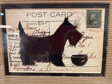 Load image into Gallery viewer, Framed Postcard of Scottish Terrier Overlay with Franklin Stamp
